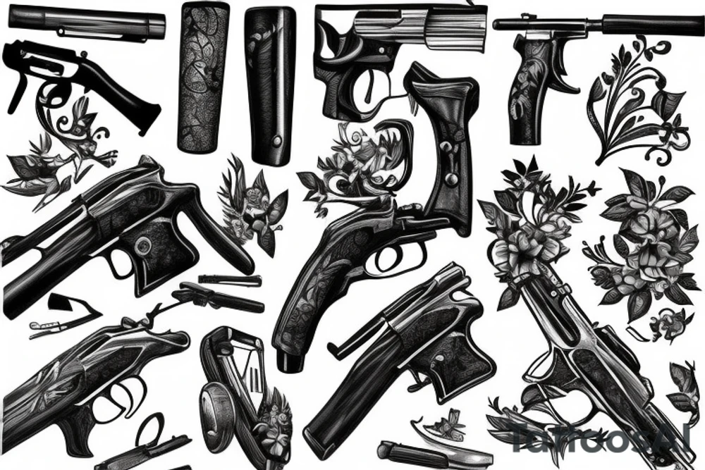 Superbike and gun with vine tattoo idea