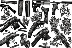 Superbike and gun with vine tattoo idea