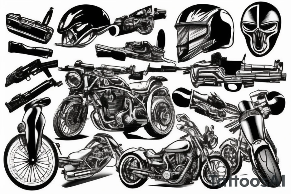 Super bike and gun tattoo idea