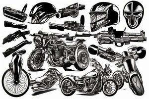 Super bike and gun tattoo idea