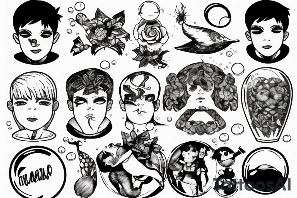 a boy in a bubble tattoo idea
