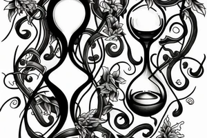 An hourglass with vine growing out of the top. tattoo idea