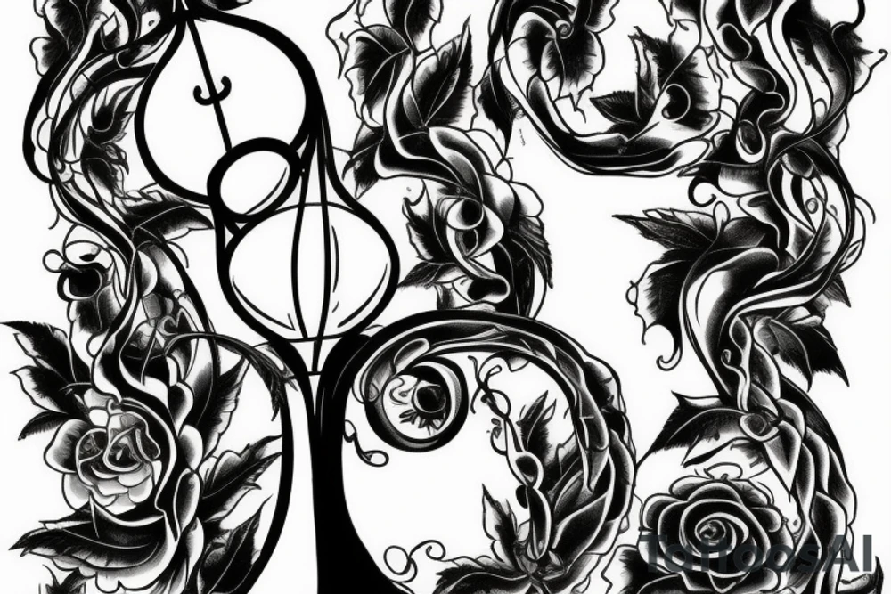 An hourglass with vine growing out of the top. tattoo idea