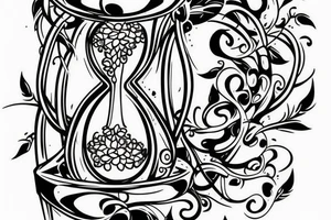 An hourglass with vine growing out of the top. tattoo idea