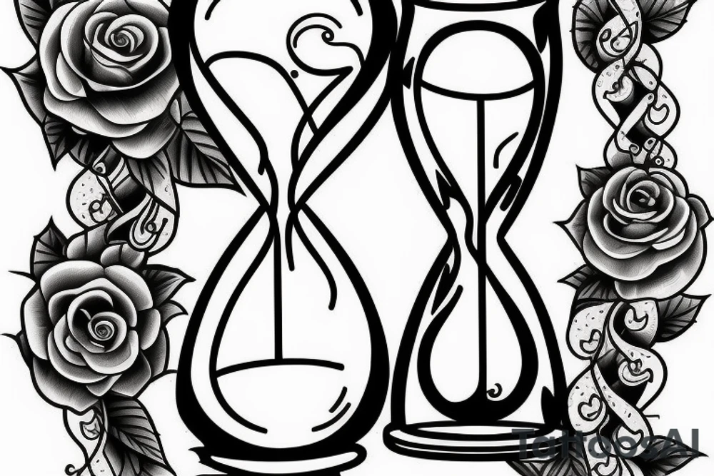 An hourglass with vine growing out of the top. tattoo idea