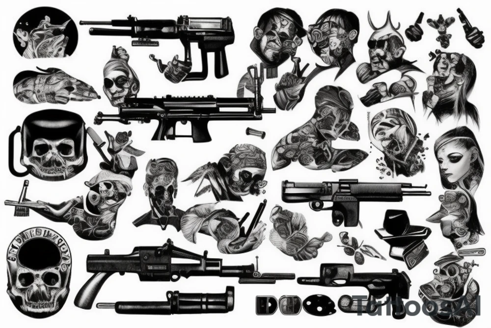 machine gun tattoo idea