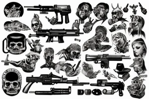 machine gun tattoo idea