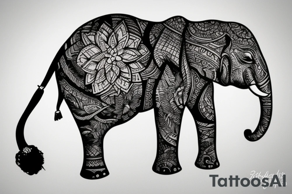 Elephant micrography tattoo using the letters ItaiAyla tattoo idea