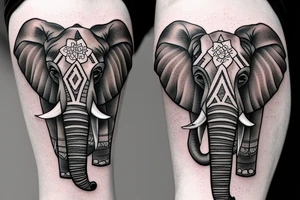 Elephant micrography tattoo using the letters ItaiAyla tattoo idea