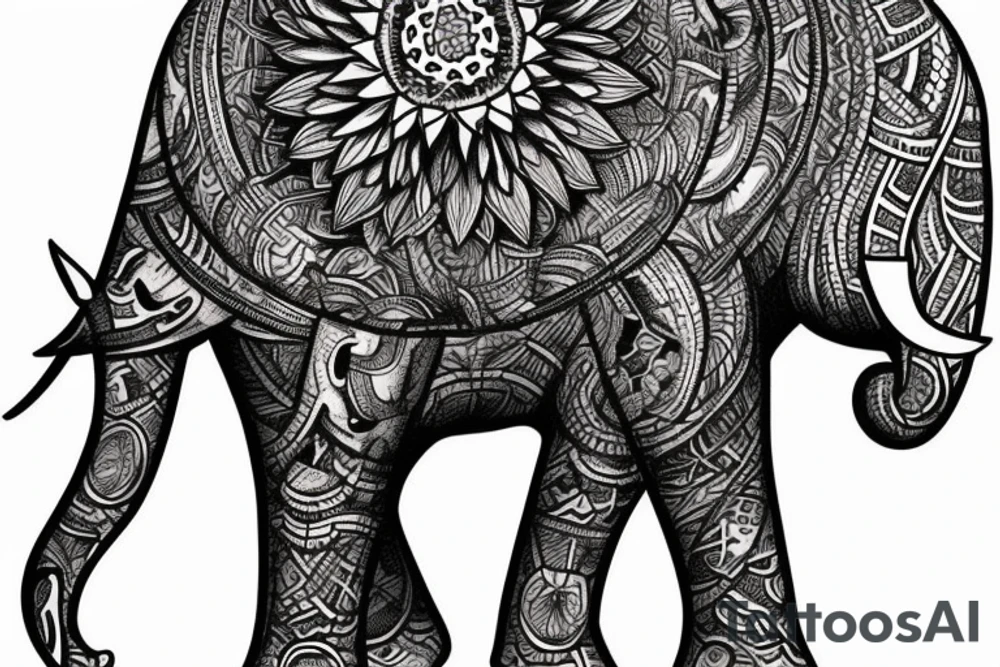 Elephant micrography tattoo using the letters ItaiAyla tattoo idea