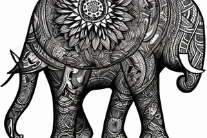Elephant micrography tattoo using the letters ItaiAyla tattoo idea