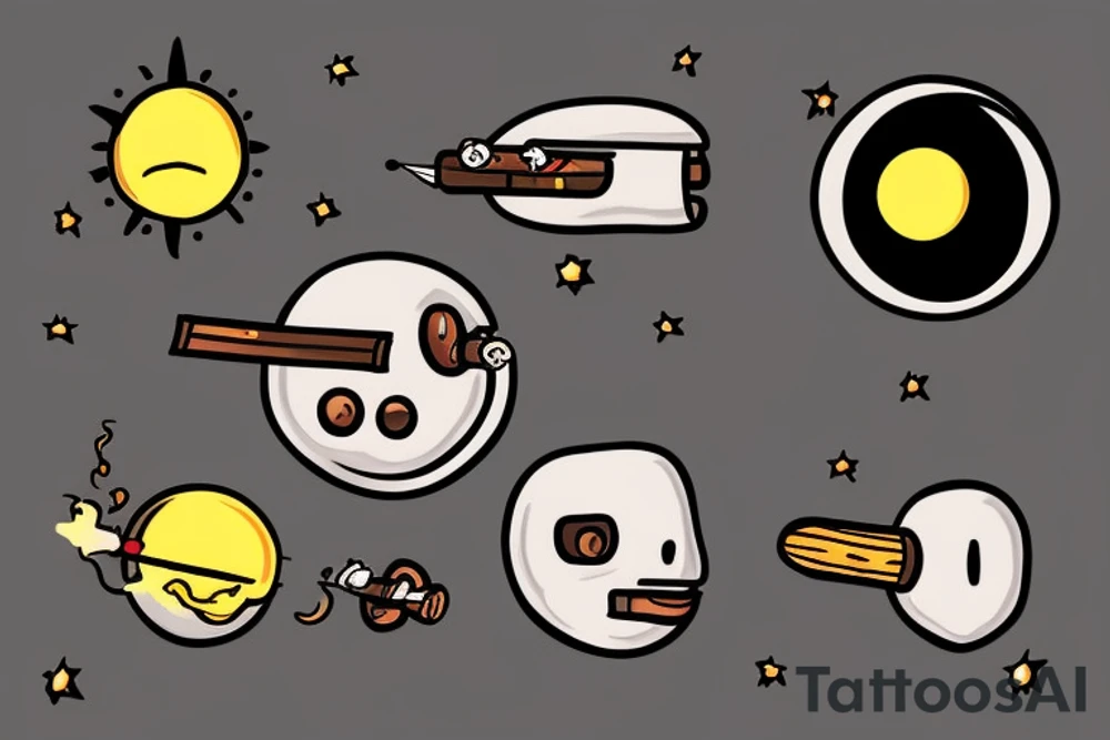 Robot smoking a cigar on a tiny moon tattoo idea