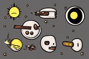 Robot smoking a cigar on a tiny moon tattoo idea