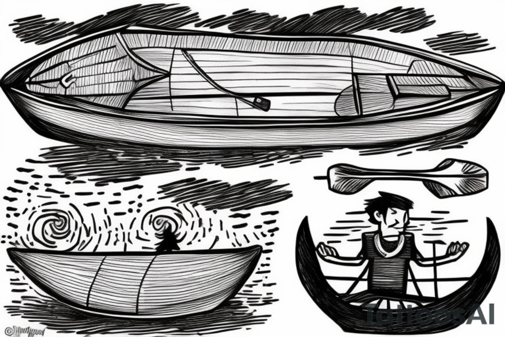 guy in a boat staring in horizon tattoo idea