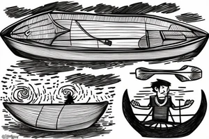 guy in a boat staring in horizon tattoo idea