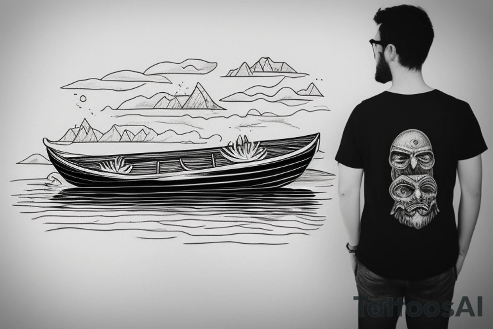 guy in a boat staring in horizon tattoo idea