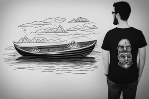guy in a boat staring in horizon tattoo idea