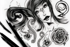 girl lips with fishing hook through it tattoo idea