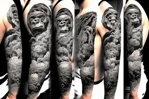 An interesting and unique Japanese style Tattoo of gorilla tattoo idea