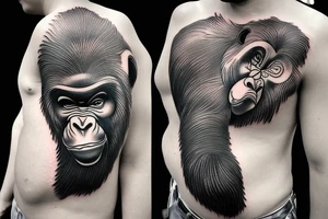 An interesting and unique Japanese style Tattoo of gorilla tattoo idea