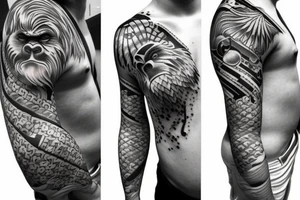 An interesting and unique Japanese style Tattoo of gorilla tattoo idea