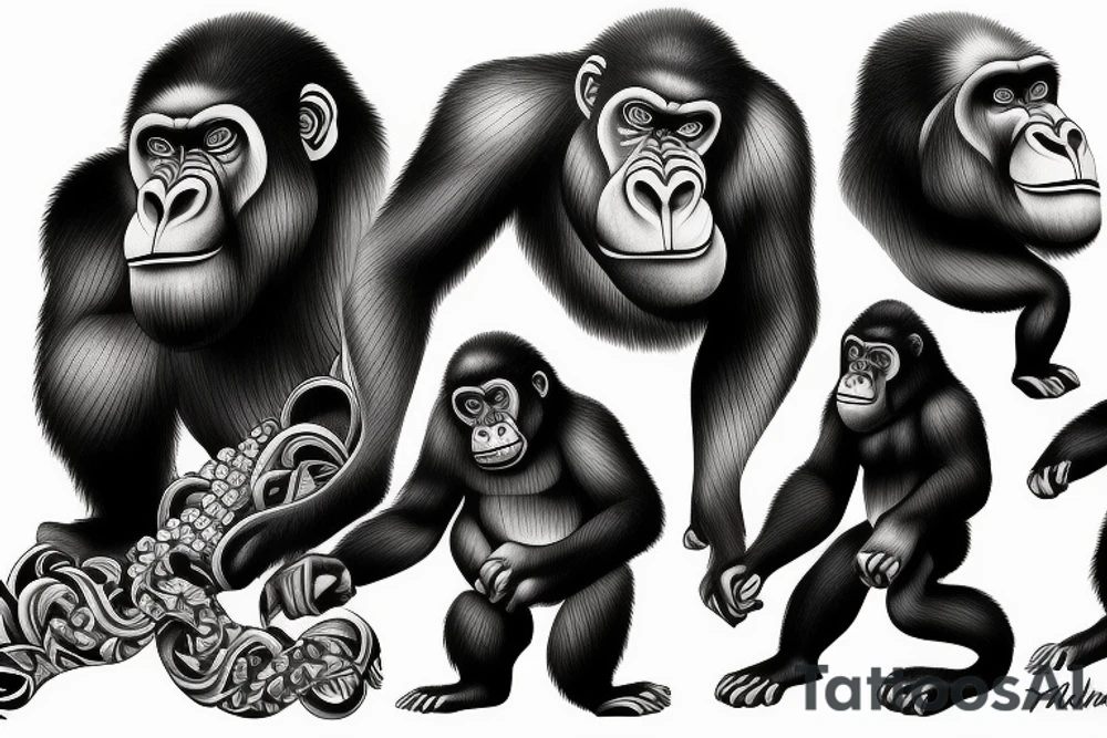 unique gorilla japanese style Tattoo of gorilla tattoo idea
