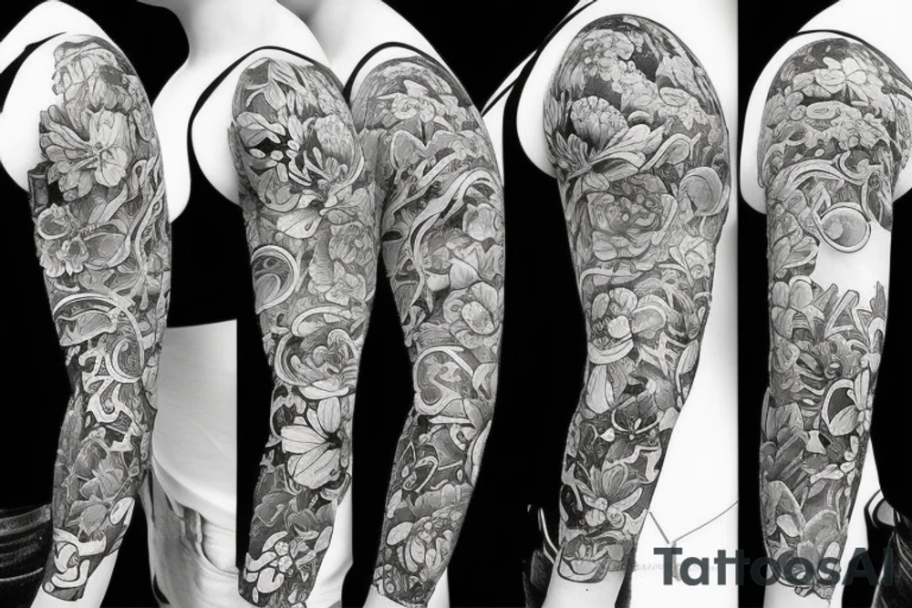Full sleeve flowers tattoo idea