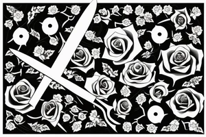 A pair of scissors with two roses, one rose on one side and the other on the other a little higher. near the handle of the scissors will have the number: 188 tattoo idea