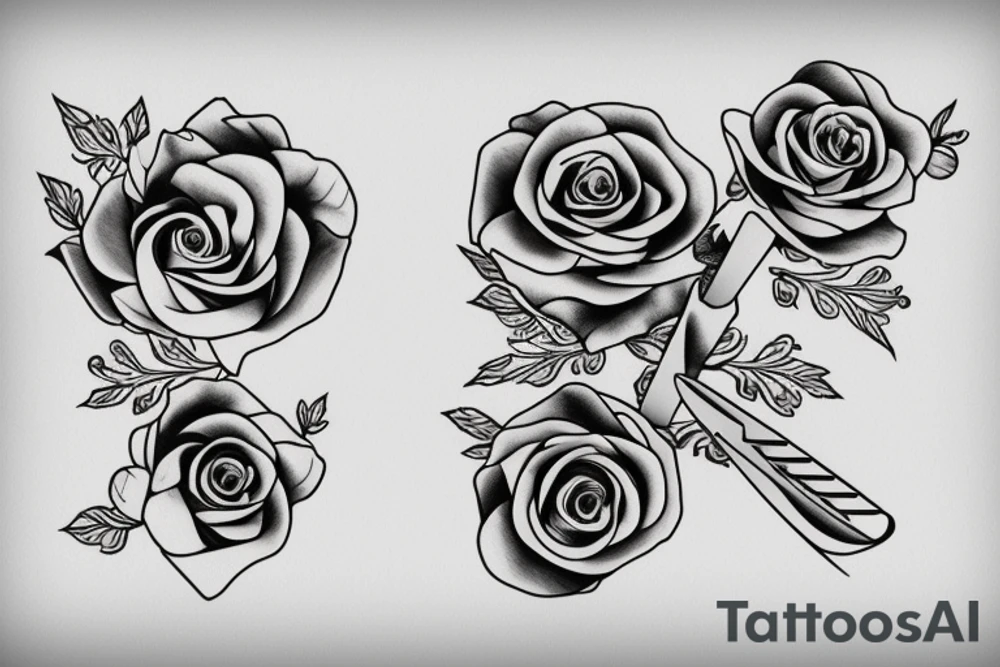 A pair of scissors with two roses, tattoo idea