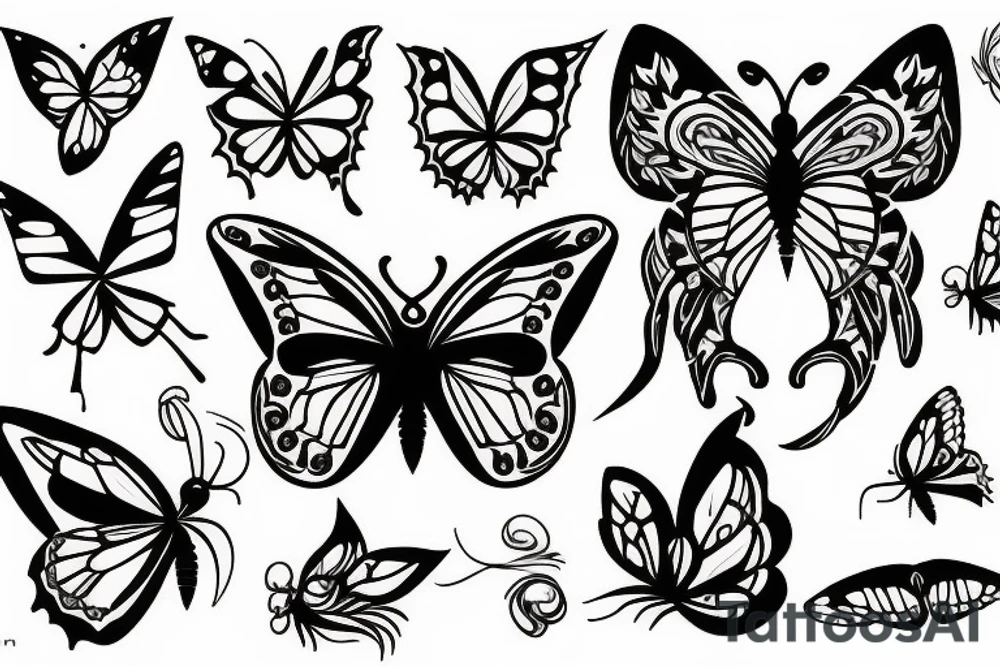 Butterfly and rose tattoo idea