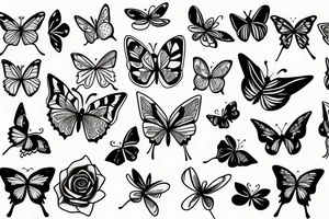 Butterfly and rose tattoo idea