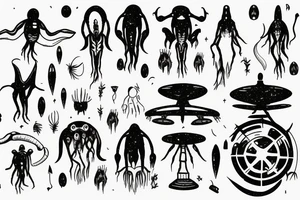 Aliens UFOs, farm, silluette tattoo idea