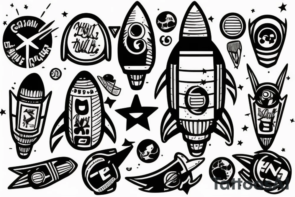 Rocket with "rocket fuel" written tattoo idea
