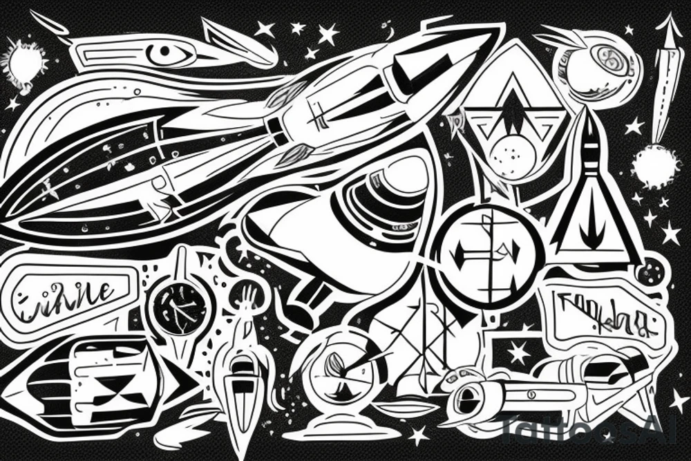 Rocket with "rocket fuel" written tattoo idea