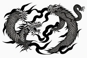 Japanese dragon around a vine following Japanese letters tattoo idea