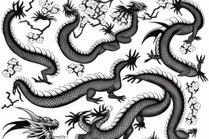Japanese vine dragon cherry blossom tattoo idea