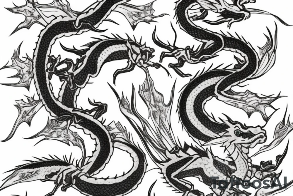 Japanese vine dragon cherry blossom tattoo idea