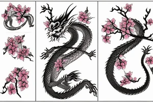 Japanese vine dragon cherry blossom tattoo idea