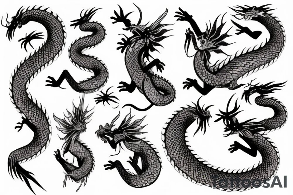 Japanese vine dragon cherry blossom tattoo idea