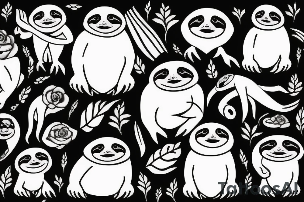 Sloth blackout sleve tattoo idea