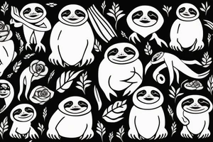 Sloth blackout sleve tattoo idea