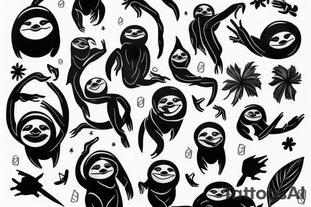 Sloth blackout sleve tattoo idea