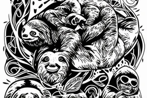 Sloth blackout sleve tattoo idea