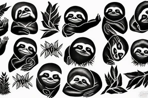 Sloth blackout sleve tattoo idea