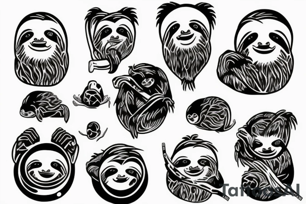Sloth blackout sleve tattoo idea
