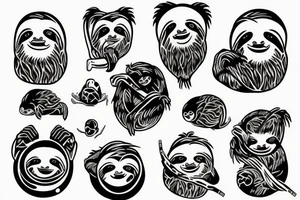 Sloth blackout sleve tattoo idea