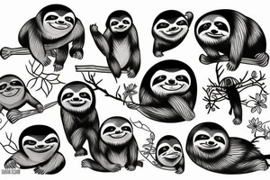 Sloth blackout sleve tattoo idea