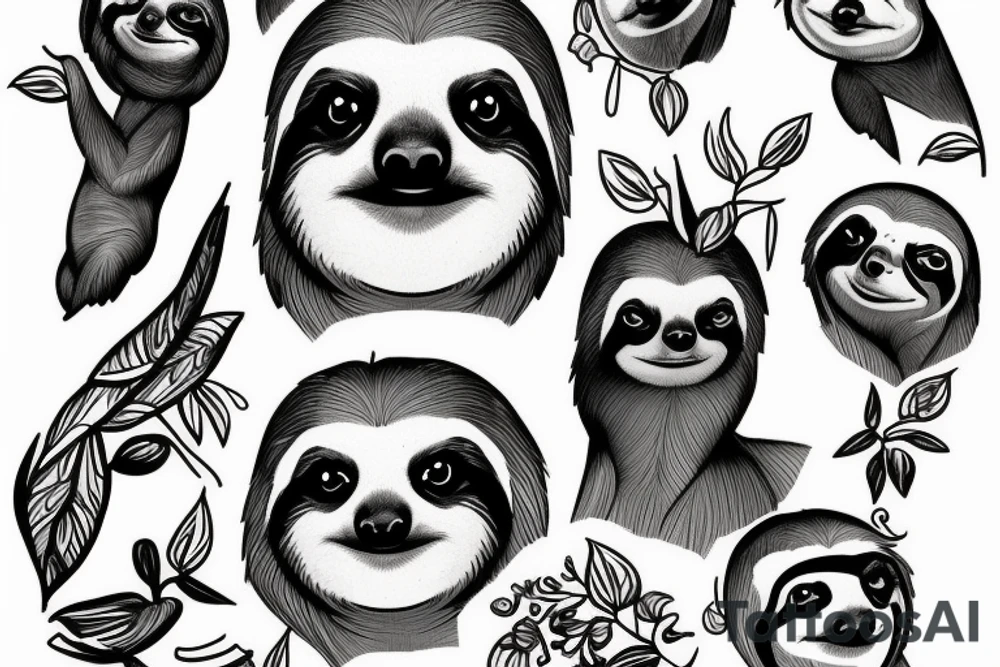 pin-up sloth tattoo idea