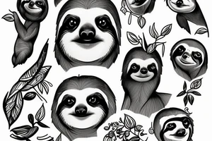 pin-up sloth tattoo idea