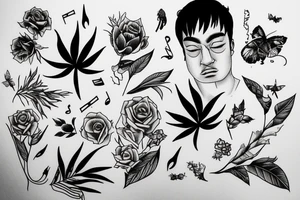 A tattoo inspired by the music of the artist Joji and specifically his album Nectar, which I think is great. I love the songs Run, Daylight, Mr. Hollywood tattoo idea